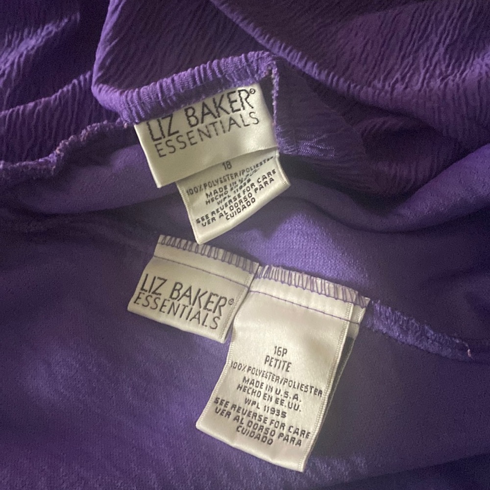 Liz Baker Essentials 100% Polyester made in USA machine wash warm